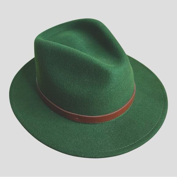 Brixton Messer Fedora Moss Green Large Optional Feather NWT - Picture 3 of 16